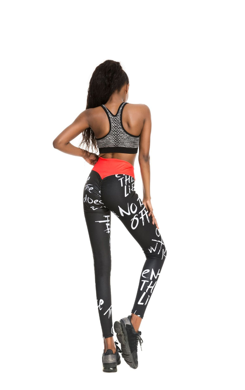 Energy Gym Tight Leggings High Waist Fashion Leggings Women Fitness Running Yoga Leggings Pants letter printed Leggings