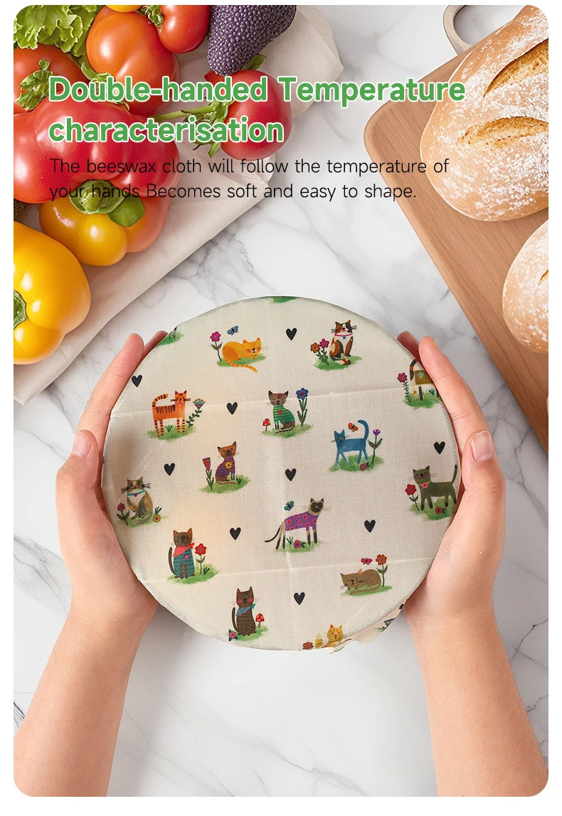 6 Packs (2S. 2M, 2L) reusable beeswax wrap for food fresh keeping Organic Food Wraps, Sandwich Wrap and Bowl Covers