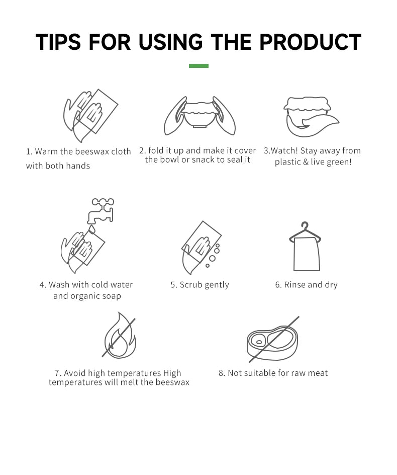 6 Packs (2S. 2M, 2L) reusable beeswax wrap for food fresh keeping Organic Food Wraps, Sandwich Wrap and Bowl Covers