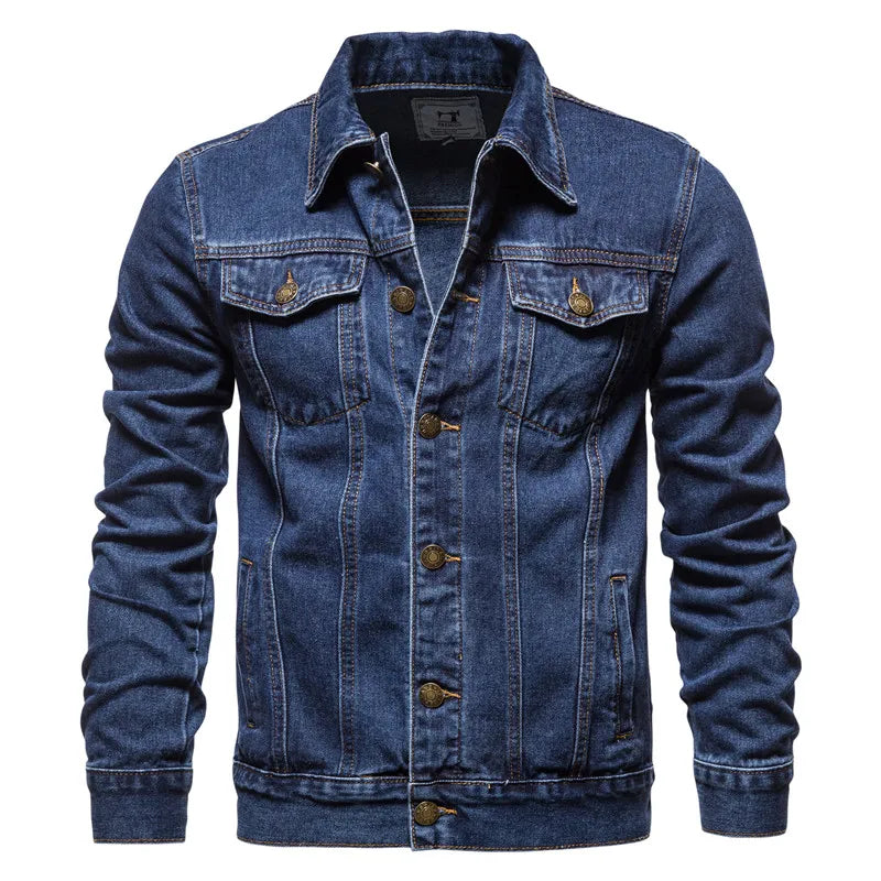 Men’s Oversized Denim Jacket – Casual Motorcycle Style Cotton Outerwear for Spring & Autumn