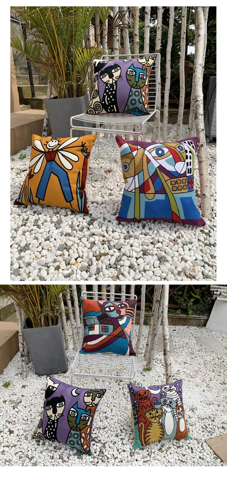 Picasso Embroidered Decorative Throw Pillowcases Abstract Creative Decoration Cushion Cover for Home Sofa Pillow Cover 45x45cm