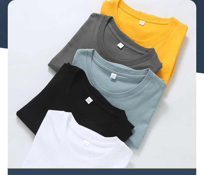 Mens T Shirts 2025 Male Summer Cotton Short Sleeve Fashion  Bottoming Tops Round Neck White Tee Oversized T-shirt Men Clothing