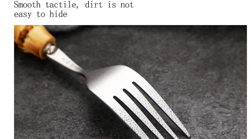 Natural Bamboo Handle Cutlery Set,Stainless Steel Dinnerware,Kitchen Silverware Flatware,Includes Forks Spoons Knives Tableware