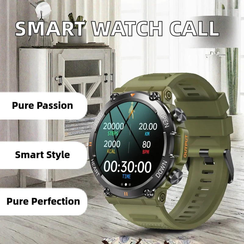 New Arrival Unisex Sport Smart Watch IP68 Waterproof Touch Screen BT Compass Video Call Android Sleep Tracker Calendar
