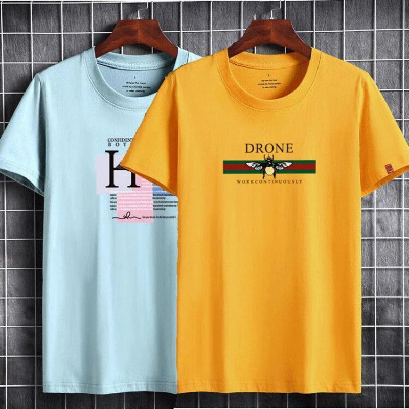 Mens T Shirts 2025 Male Summer Cotton Short Sleeve Fashion  Bottoming Tops Round Neck White Tee Oversized T-shirt Men Clothing