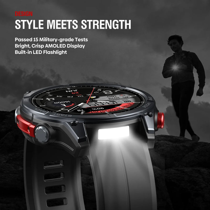 New Zeblaze Stratos 4 GPS Smart Watch 1.43" AMOLED Display Built-in Compass Barometric Altimeter Flashlight BT Call Smartwatch