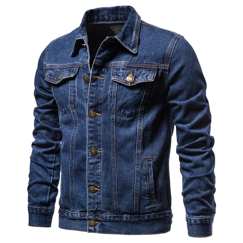 Men’s Oversized Denim Jacket – Casual Motorcycle Style Cotton Outerwear for Spring & Autumn