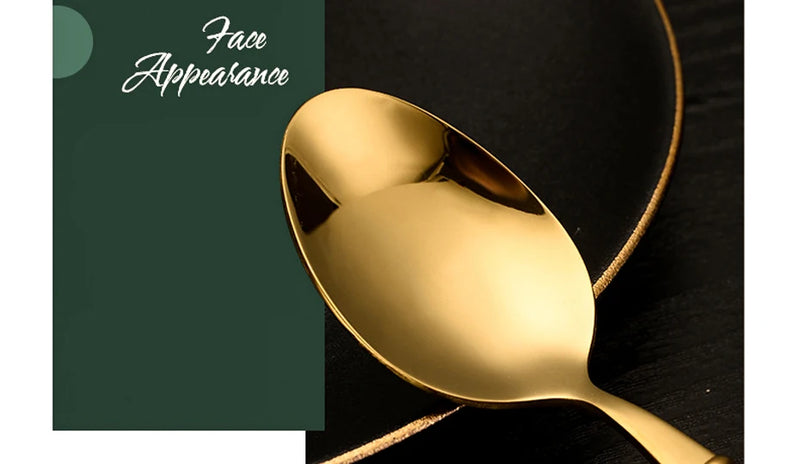 Bamboo Cutlery Sets Stainless Steel Dinnerware Sets Gold Wooden Tableware Western Food Knife Fork Teaspoon Cutleries