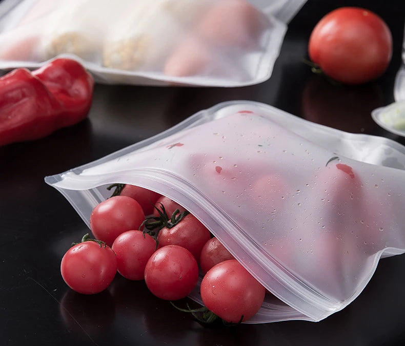 Silicone Food Storage Containers Reusable Food Storage Bags Lunch Bags Stand Up Zip Shut Bag Cup Fresh Food Leakproof Containers