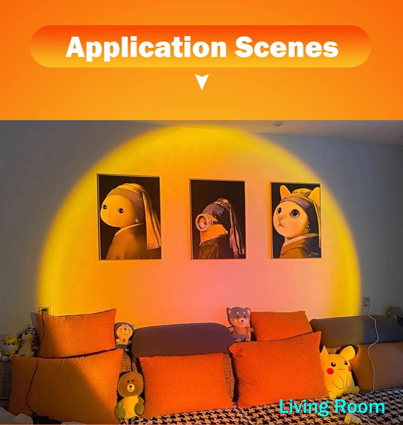 USB Sunset Lamp Sunset Projector Mood Light Living Room Bedroom Night Light Room Decor Bar Atmosphere Photography Background
