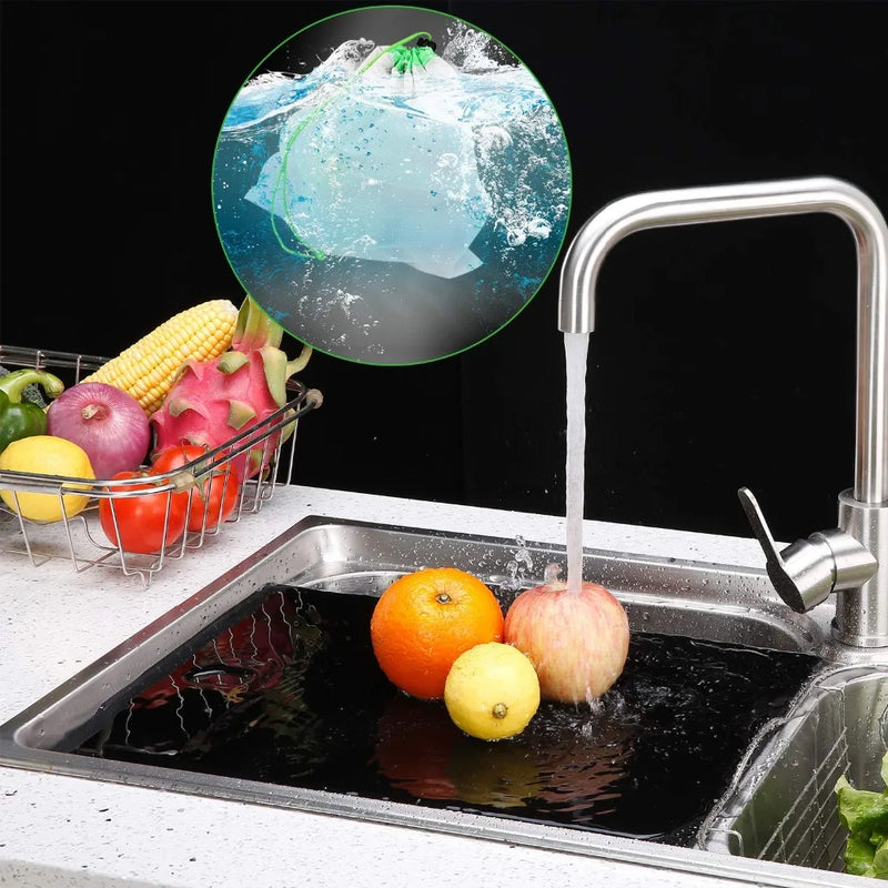 LMETJMA 12Pcs/set Reusable Mesh Produce Bags Premium Polyester Washable Mesh Bags for Vegetables Fruits Toys JT226