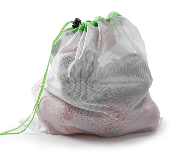 LMETJMA 12Pcs/set Reusable Mesh Produce Bags Premium Polyester Washable Mesh Bags for Vegetables Fruits Toys JT226