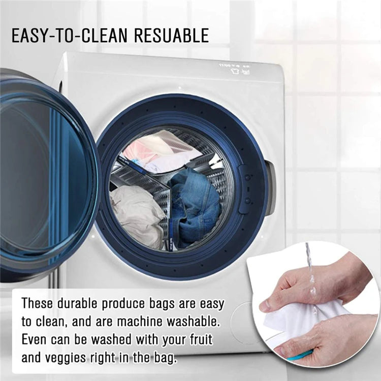 LMETJMA 12Pcs/set Reusable Mesh Produce Bags Premium Polyester Washable Mesh Bags for Vegetables Fruits Toys JT226