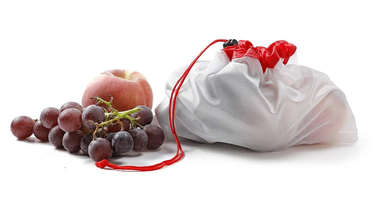 LMETJMA 12Pcs/set Reusable Mesh Produce Bags Premium Polyester Washable Mesh Bags for Vegetables Fruits Toys JT226