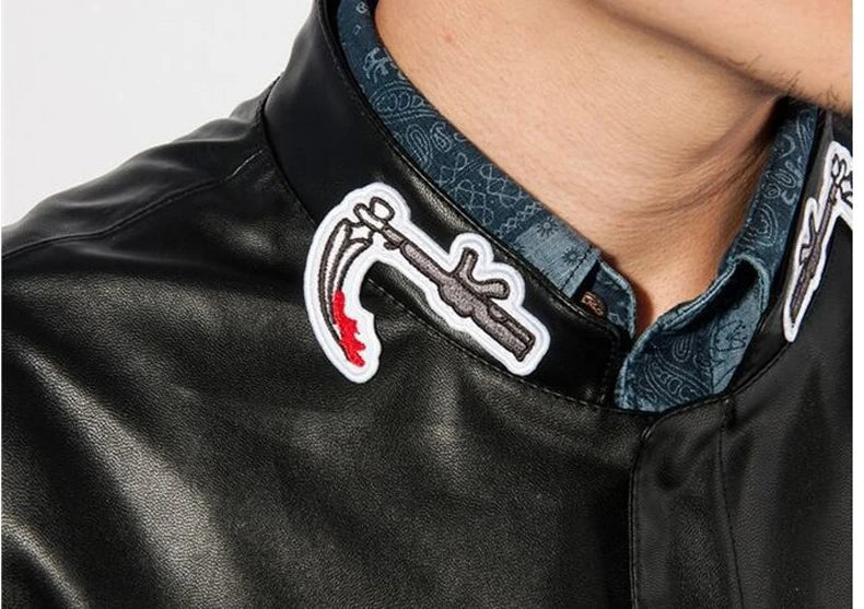 Men Motorcycle Spring Jackets SOA Punk Black Motorbike Gilet Sons of Anarchy Leather Moto Jacket Vest