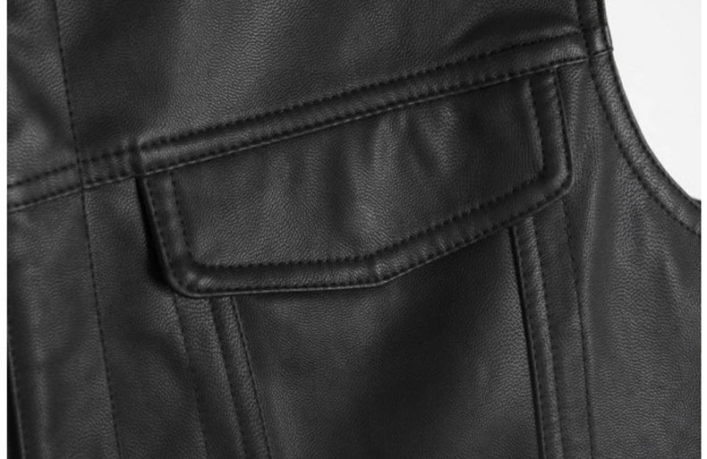 Men Motorcycle Spring Jackets SOA Punk Black Motorbike Gilet Sons of Anarchy Leather Moto Jacket Vest