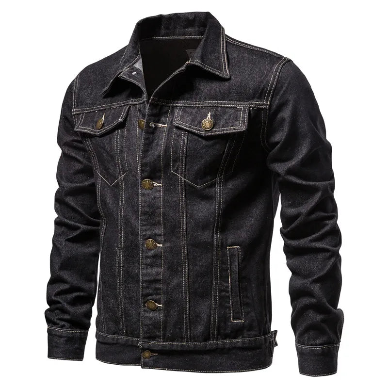 Men’s Oversized Denim Jacket – Casual Motorcycle Style Cotton Outerwear for Spring & Autumn