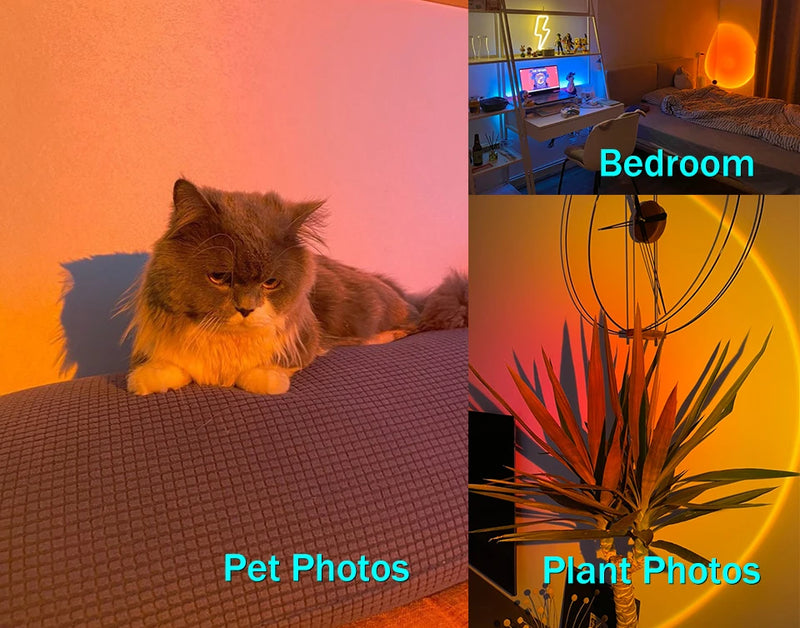 USB Sunset Lamp Sunset Projector Mood Light Living Room Bedroom Night Light Room Decor Bar Atmosphere Photography Background