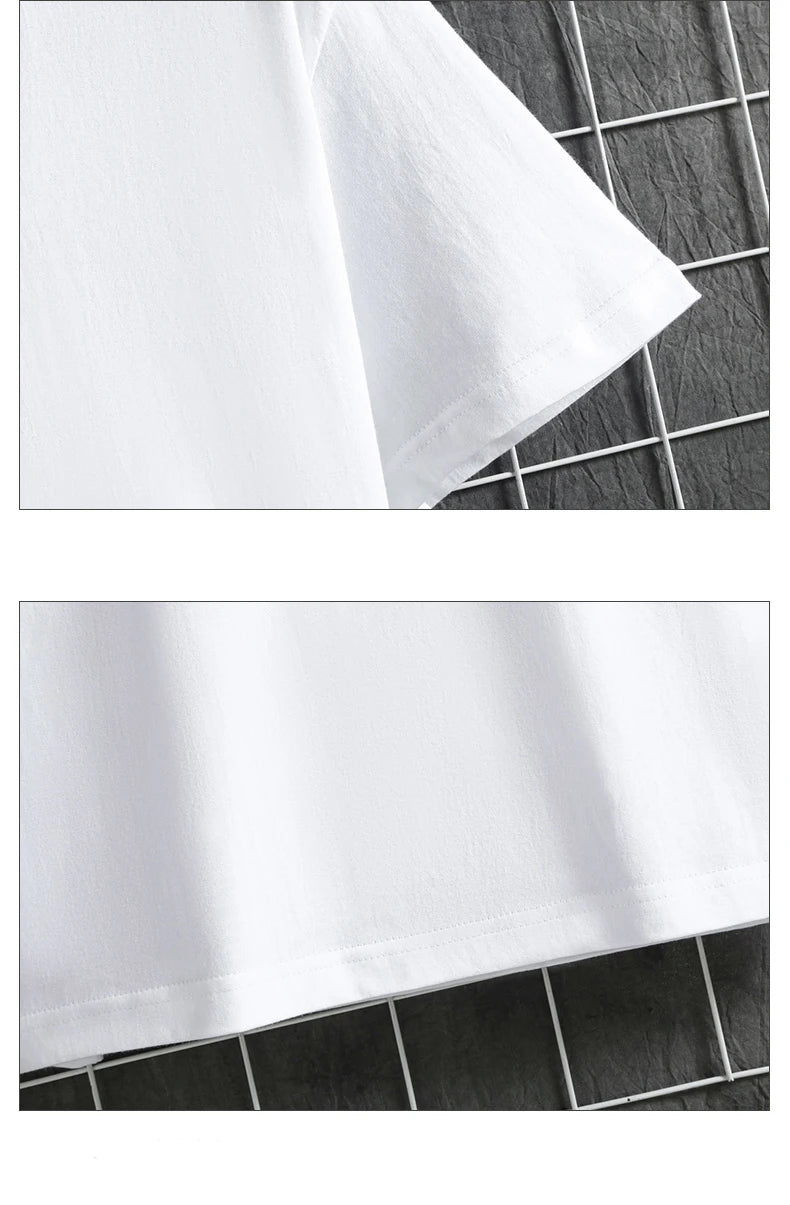 Mens T Shirts 2025 Male Summer Cotton Short Sleeve Fashion  Bottoming Tops Round Neck White Tee Oversized T-shirt Men Clothing