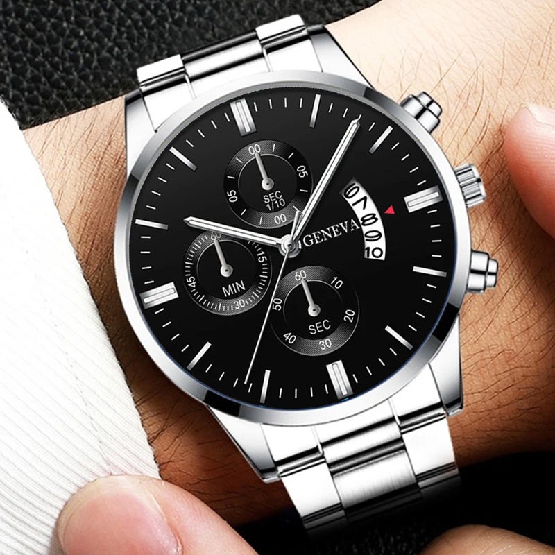 Luxury Fashion Mens Watches Men Stainless Steel Quartz Wrist Watch for Man Business Casual Leather Watch часы мужские