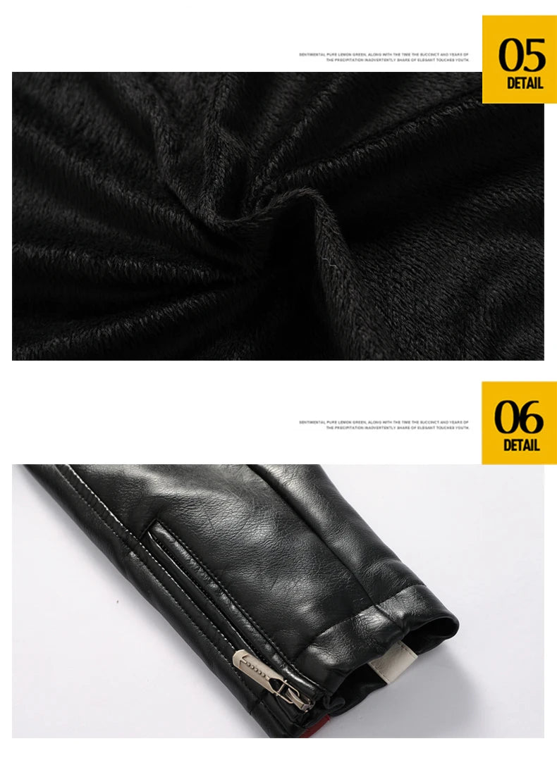 New Motorcycle Jacket For Men In Autumn/Winter 2020 Fashion Casual Leather Embroidered Flight Jacket In Winter Velvet  Pu Jacke