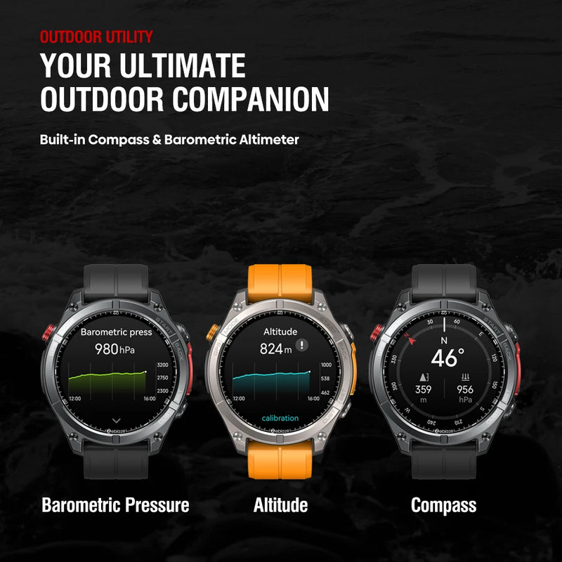 New Zeblaze Stratos 4 GPS Smart Watch 1.43" AMOLED Display Built-in Compass Barometric Altimeter Flashlight BT Call Smartwatch