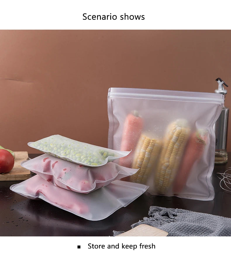 Silicone Food Storage Containers Reusable Food Storage Bags Lunch Bags Stand Up Zip Shut Bag Cup Fresh Food Leakproof Containers