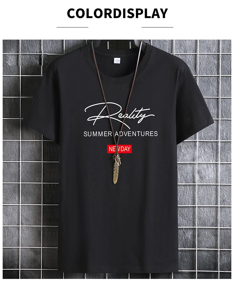 Mens T Shirts 2025 Male Summer Cotton Short Sleeve Fashion  Bottoming Tops Round Neck White Tee Oversized T-shirt Men Clothing