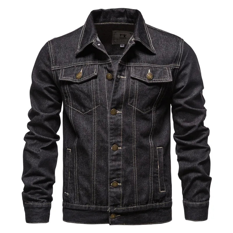 Men’s Oversized Denim Jacket – Casual Motorcycle Style Cotton Outerwear for Spring & Autumn