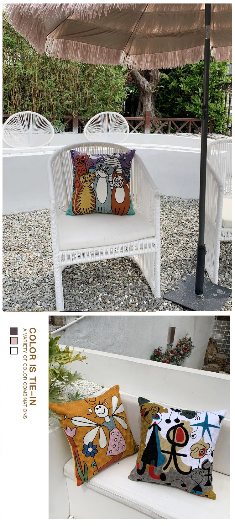 Picasso Embroidered Decorative Throw Pillowcases Abstract Creative Decoration Cushion Cover for Home Sofa Pillow Cover 45x45cm