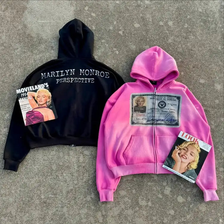 Tatiana Haven Y2K Retro Zip-Up Hoodie – Unisex Streetwear Long Sleeve Hooded Sweatshirt