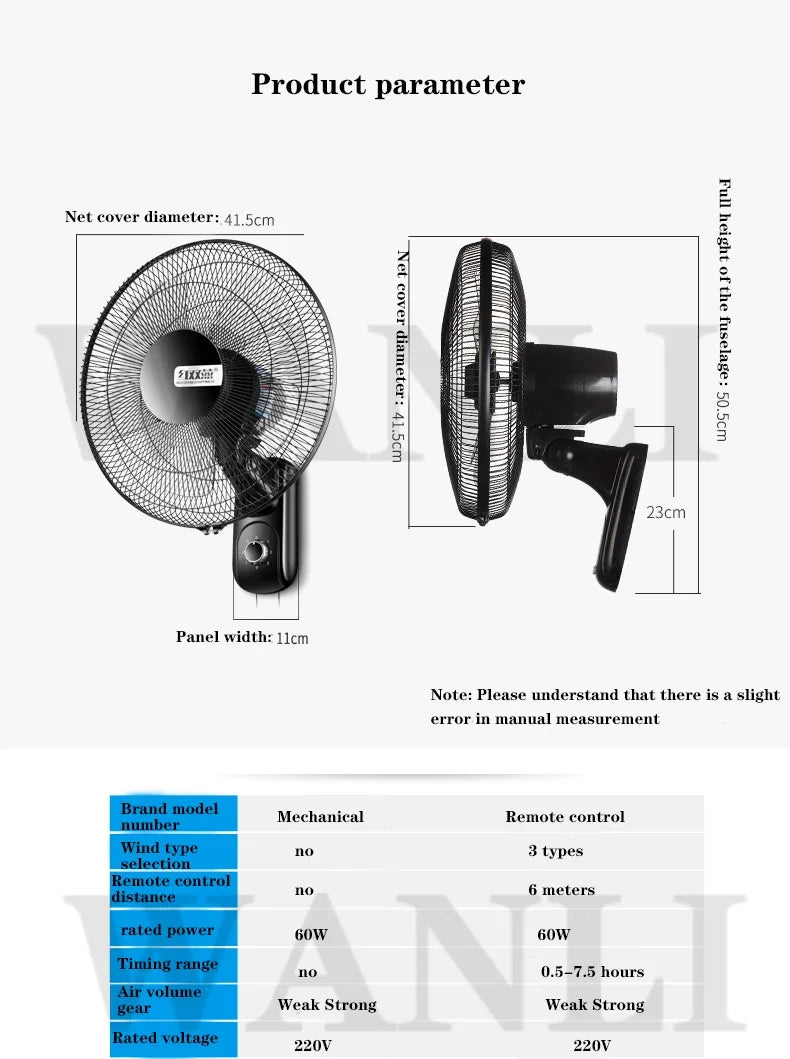 Household Wall-Mounted Electric Fan 220V/60W 16-Inch Living Room Kitchen Fan With 3 Speed Adjustable Smart Version/Mechanical