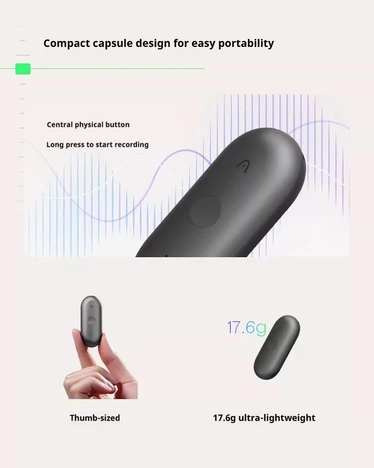 New Plaud Notepin S Wearable AI Voice Recorder, AI Notetaker, Smart Transcription & Summarization, with Wristband & lapel clip