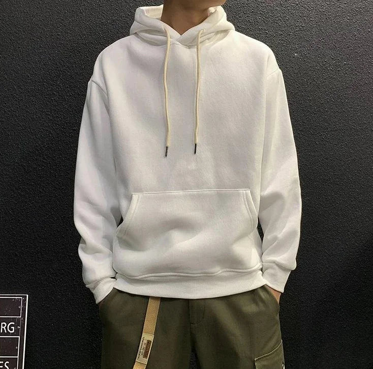 Men’s Fleeced Green Hoodie – Solid Casual Sweatshirt for Autumn and Winter