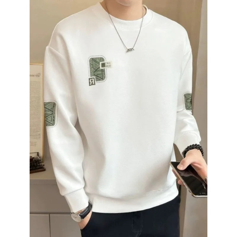 Men’s Thick Fleece Sweatshirt – Warm Round Neck Pullover for Autumn and Winter