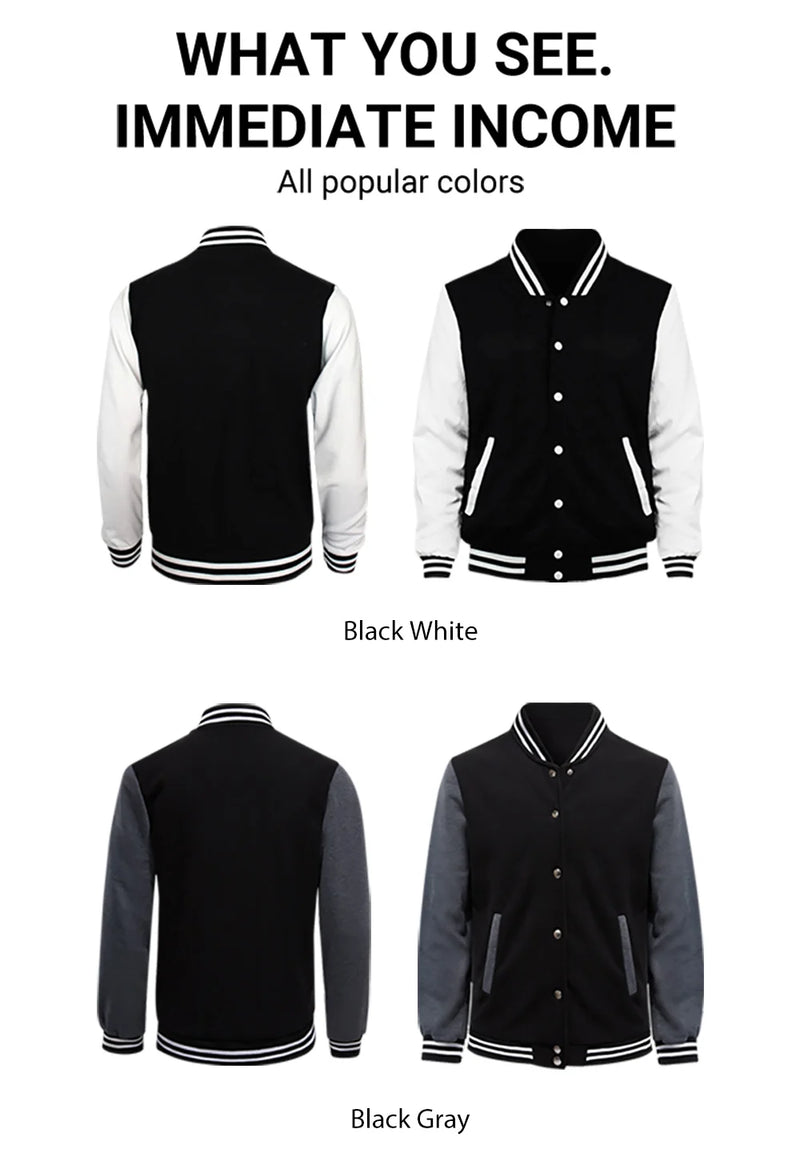 Black White Jacket Coats 5XL Loose Oversized Clothes Casual Men Women Baseball Clothes Couple Street Coat Warm Fleece Jackets