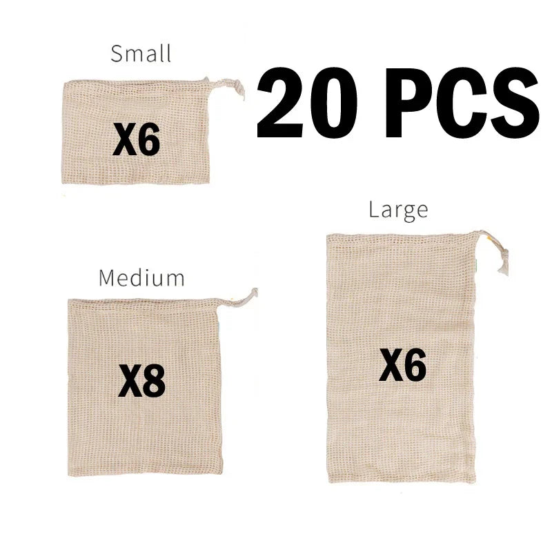 3 6 10pcs Reusable Produce Bags Set Eco Bag Cotton Mesh Vegetable Bags for Fruit Vegetable Storage Bags Reusable Shopping Bag