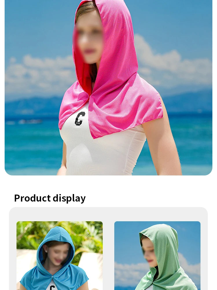 Cooling Hoodie Towel - UV Protection, Quick Drying, Perfect for Sports, Camping, Workouts, Cycling, Golf, Running, Hiking, and F