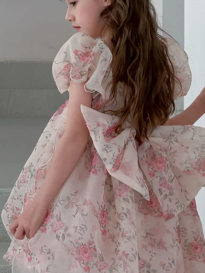 Casual Summer Girls Princess Dress – Sweet Floral Bow Knot Style