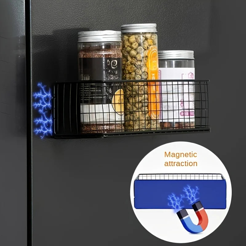 1pc Strong Magnetic Spice Rack-No-Drill,Space-Saving Kitchen Organizer for Refrigerator & Microwaves with Super Magnetic Suction
