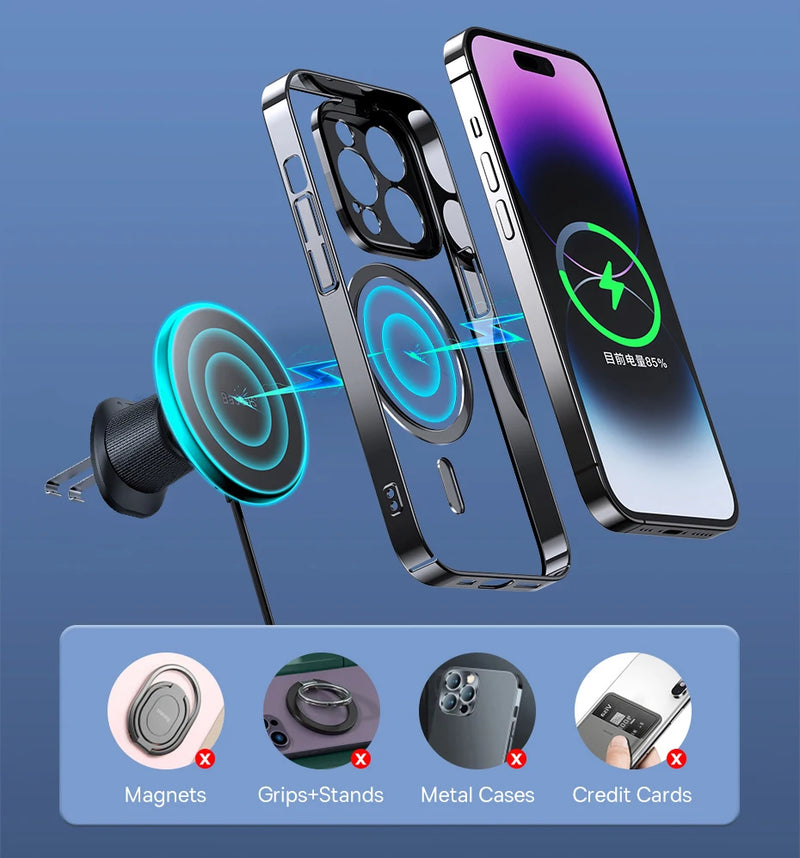 Baseus Magnetic Wireless Charger Car Phone Holder 15W Fast Charging Wireless Car Charger Holder For iPhone 16 15 14 13 Car Mount