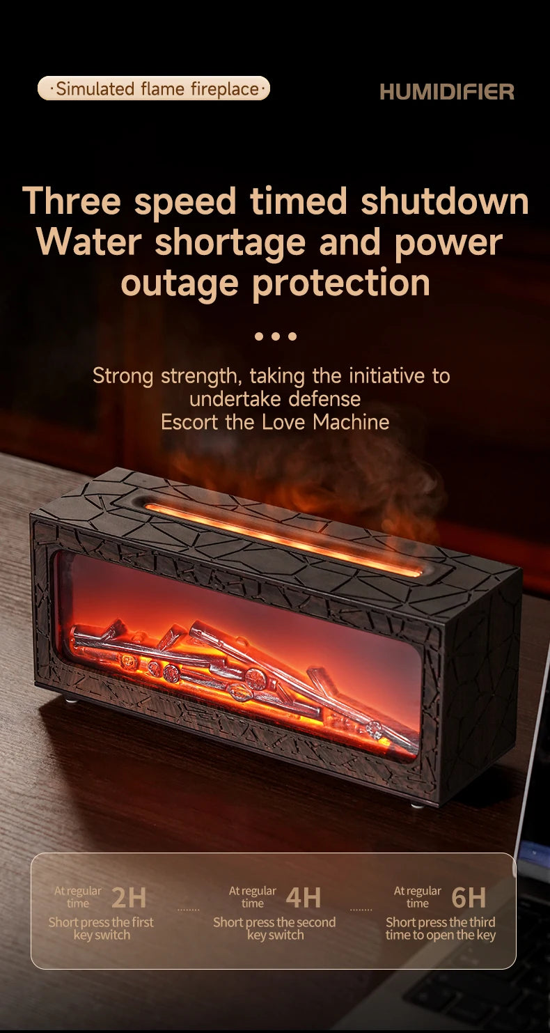 Air Humidifier Essential Oil Diffuser Flame Aroma Humidifier Home Room Fragrance Diffuser with Night Light Aromatherapy Diffuser