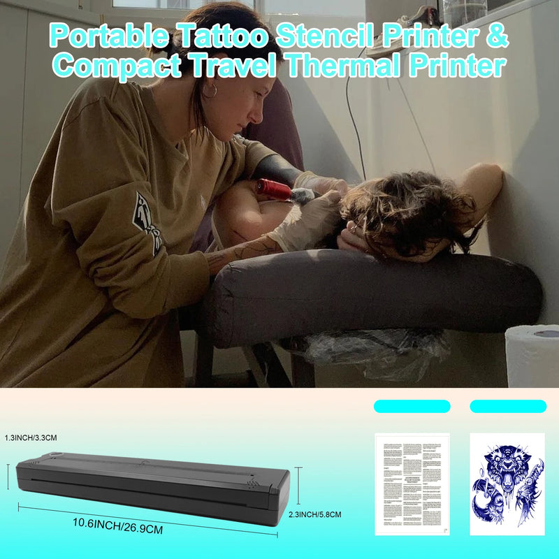 🖨️ Portable A4 Thermal Printer – Inkless Bluetooth Printer for PDF, Tattoo Stencils, and Office Use (Smartphone Compatible)