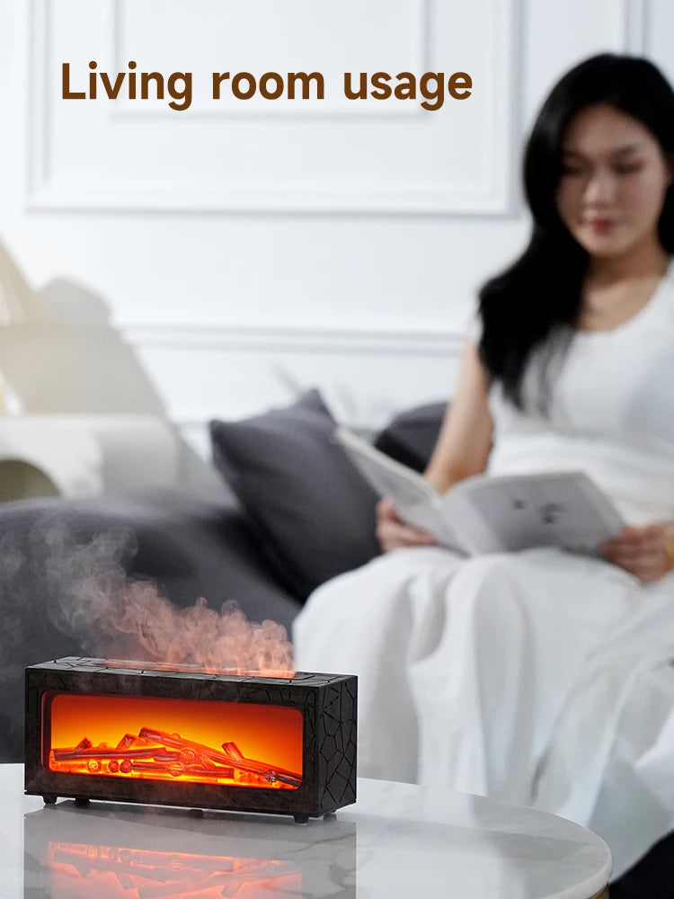 Air Humidifier Essential Oil Diffuser Flame Aroma Humidifier Home Room Fragrance Diffuser with Night Light Aromatherapy Diffuser