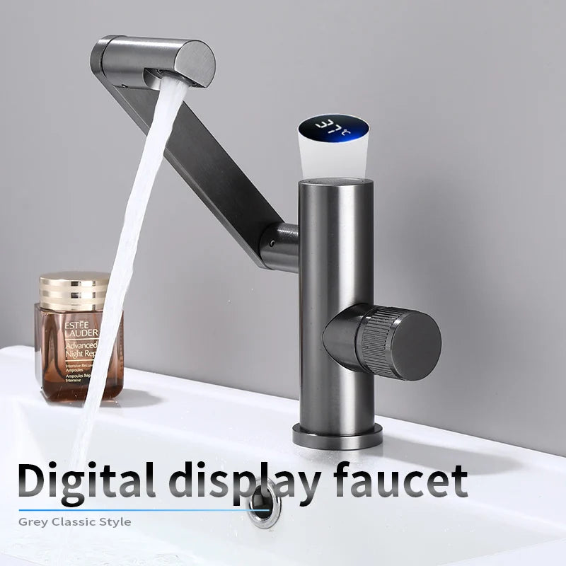 Digital Display LED Basin Faucet 360 Rotation Multi-function Stream Sprayer Hot Cold Water Sink Mixer Wash Tap For Bathroom