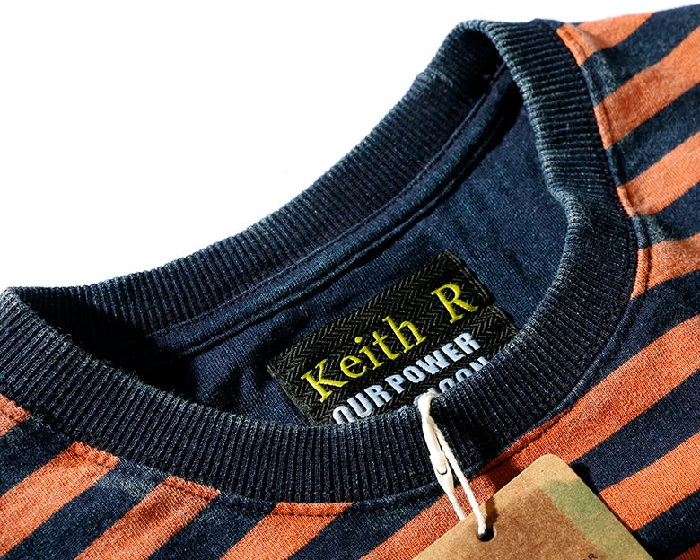 Men’s Striped Cotton T-Shirt – Slim Fit Vintage Washed Short Sleeve Tee | Tatiana Haven