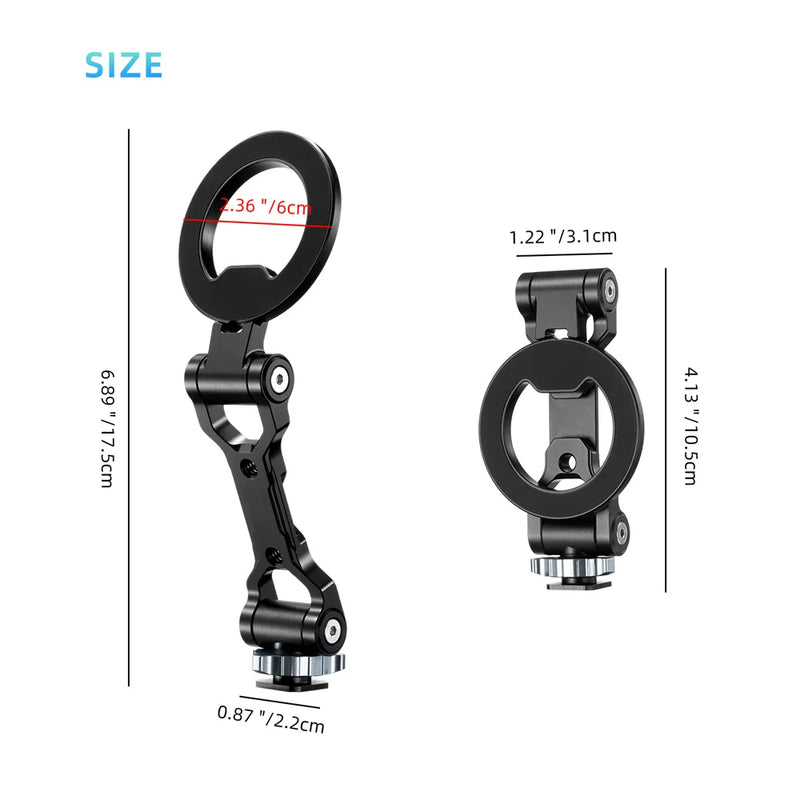 Foldable Magnetic Phone Holder Tripod Mount for MagSafe iPhone 16/15/14/13/12 – DSLR Camera Tripod Accessory with 1/4" Cold Shoe