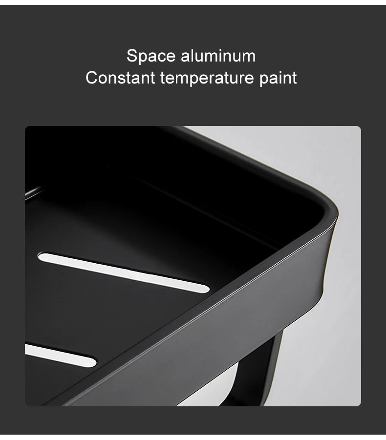 Punch-free Black Bath Shelves Bathroom Shelf Nail-free Shampoo Holder Shelves Storage Shelf Rack Bathroom Basket Holder ML1018