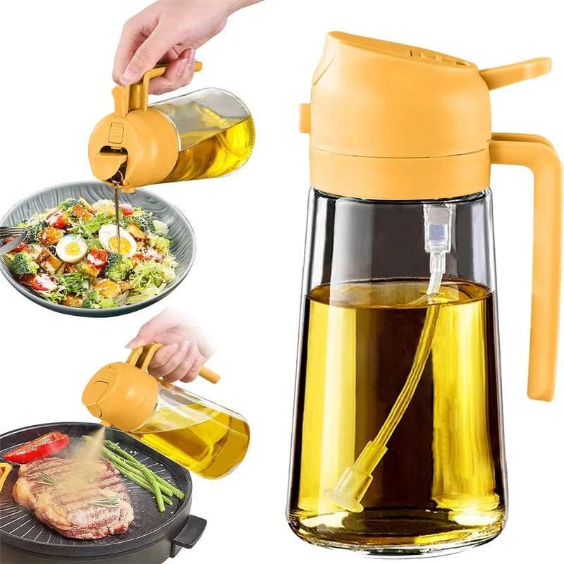 Olive Oil Sprayer Mister for Cooking,16oz/470ml Glass Oil Spray Bottle,2 in 1 Food-grade Oil Dispenser Bottle For Kitchen