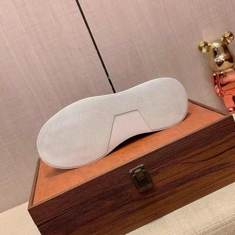 Classic Business Men Leather Casual Shoes Flats Skateboard Shoes Print Lace-up Comfortable Man Non Slip Sneakers Zapatos Hombre